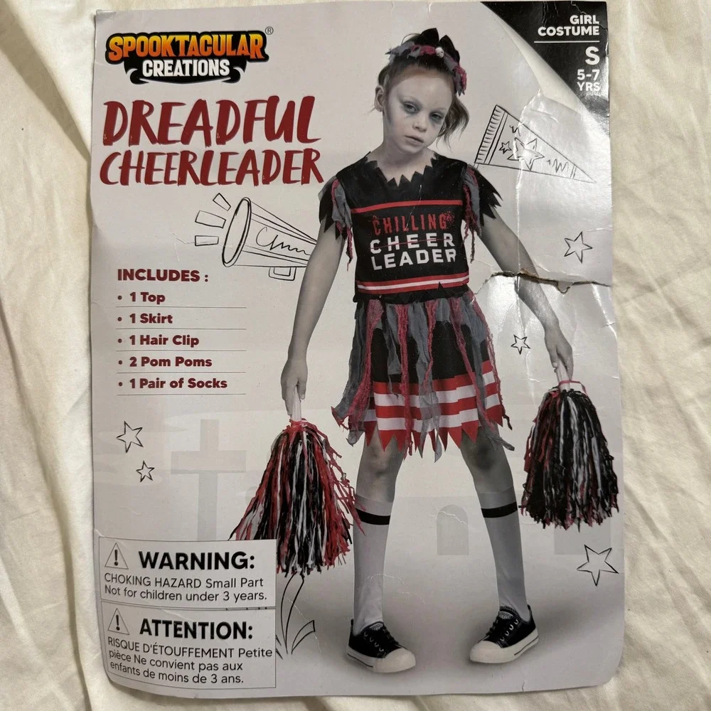 Girls Zombie Cheerleader Halloween Costume Small Dreadful Spooktacular Creations